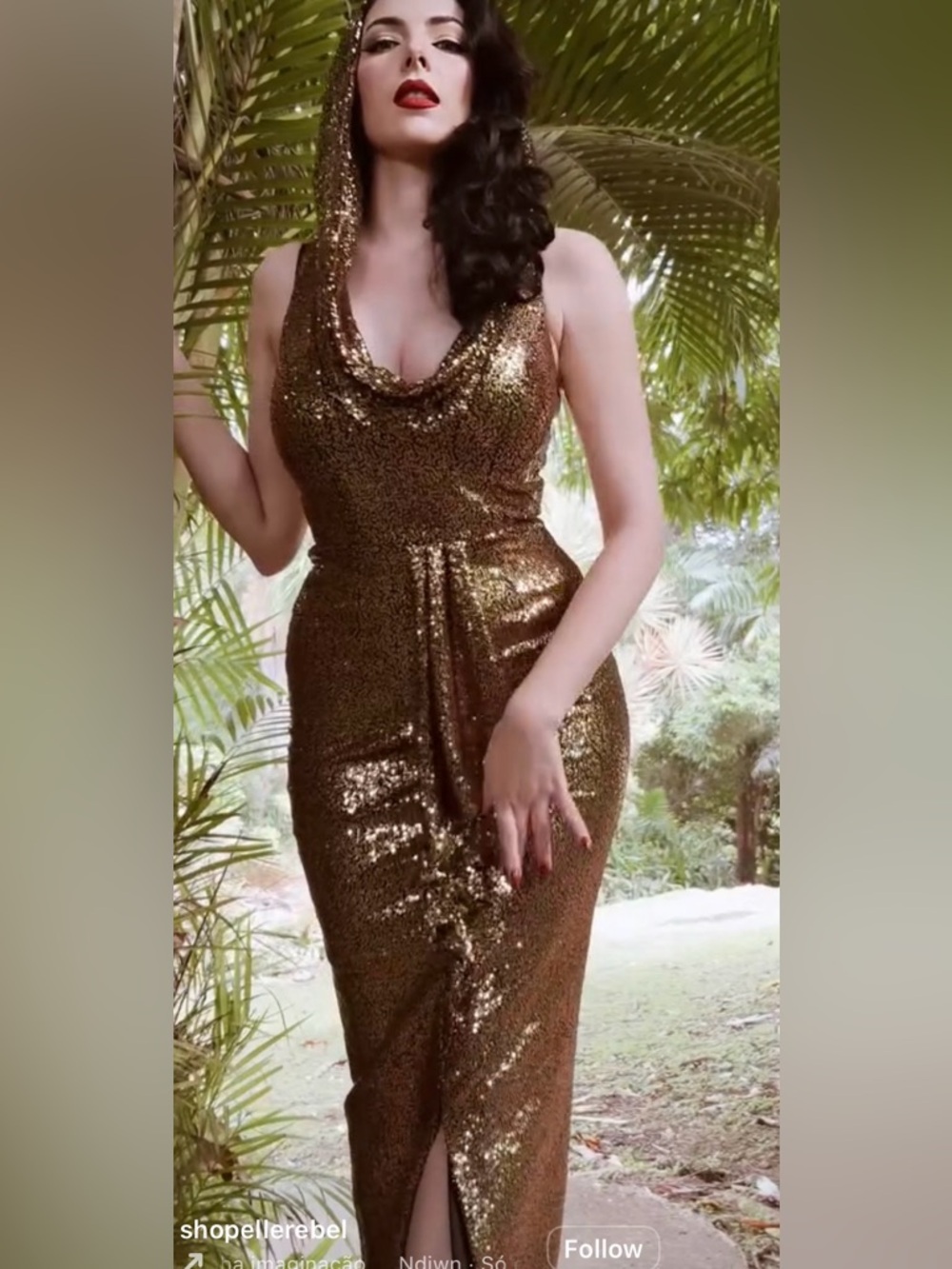 Gold BNWT Sequin Cowl Neck Bodycon Dress small rebel love